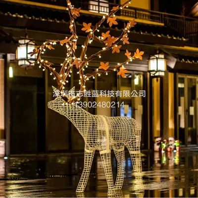 不锈钢梅花鹿镂空雕塑定制