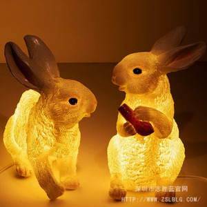 发光兔子玻璃钢雕塑★露营地园林景观装饰